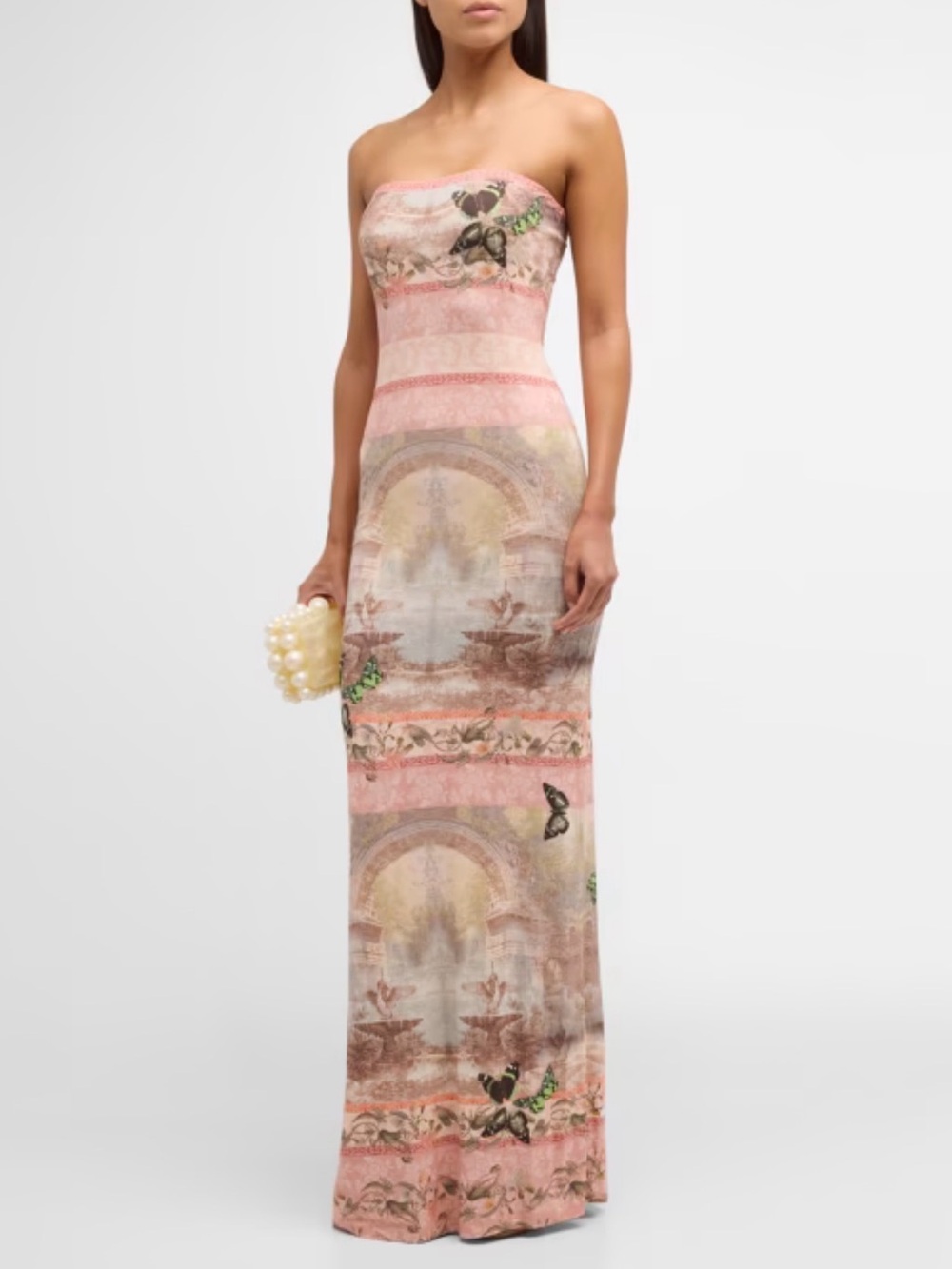 Alice + Olivia Delora Strapless Maxi Dress in Versailles. Size 12/L
